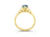 Yellow gold Marquise Cut Aquamarine Solitaire Engagement Ring with Cathedral Setting and Four-Prong Mount_27