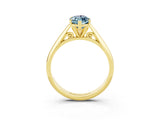 Yellow gold Marquise Cut Aquamarine Solitaire Engagement Ring with Cathedral Setting and Four-Prong Mount_33