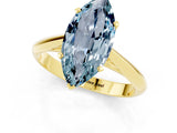 Yellow gold Marquise Cut Aquamarine Solitaire Engagement Ring with Cathedral Setting and Four-Prong Mount_67