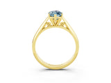 Yellow gold Marquise Cut Aquamarine Solitaire Engagement Ring with Cathedral Setting and Four-Prong Mount_69