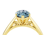 Yellow gold Marquise Cut Aquamarine Solitaire Engagement Ring with Cathedral Setting and Four-Prong Mount_70