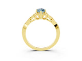 Yellow gold Marquise Cut Aquamarine Solitaire Engagement Ring with Celtic Knot Band and Four-Prong Setting_3