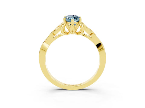 Yellow gold Marquise Cut Aquamarine Solitaire Engagement Ring with Celtic Knot Band and Four-Prong Setting_3