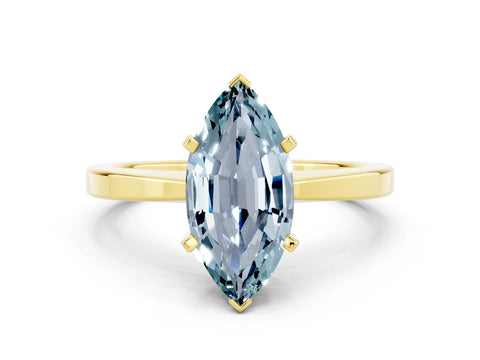 Yellow gold Marquise Cut Aquamarine Solitaire Engagement Ring with Classic Band and Four-Prong Setting_44
