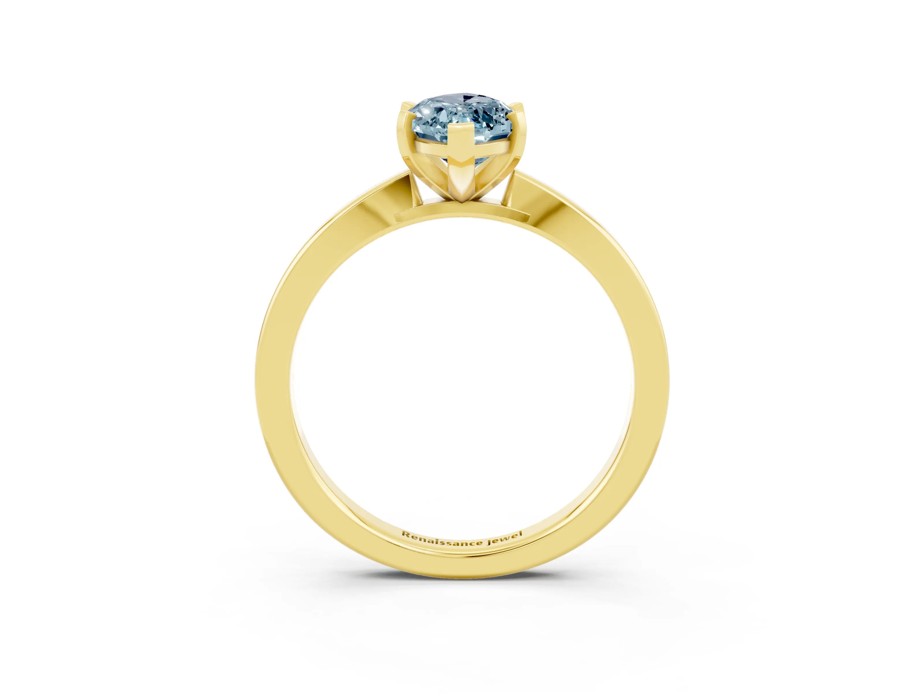 Yellow gold Marquise Cut Aquamarine Solitaire Engagement Ring with Classic Band and Four-Prong Setting_47