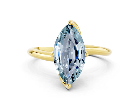 Yellow gold Marquise Cut Aquamarine Solitaire Engagement Ring with Four-Prong Setting and Classic Band_12