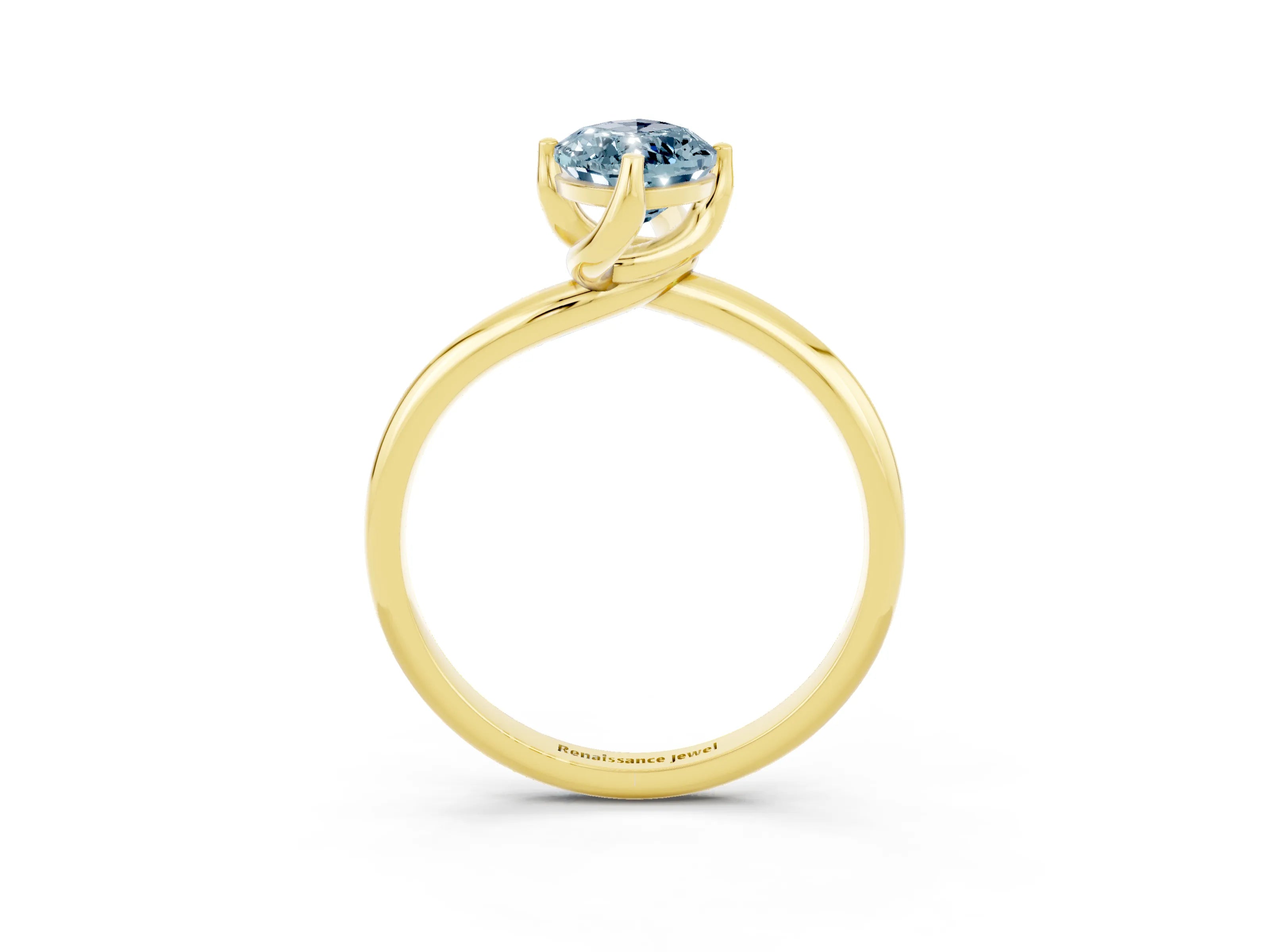 Yellow gold Marquise Cut Aquamarine Solitaire Engagement Ring with Four-Prong Setting and Classic Band_15