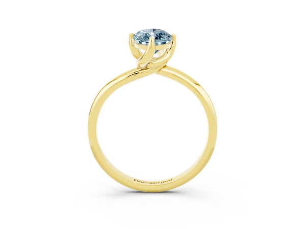 Yellow gold Marquise Cut Aquamarine Solitaire Engagement Ring with Four-Prong Setting and Classic Band