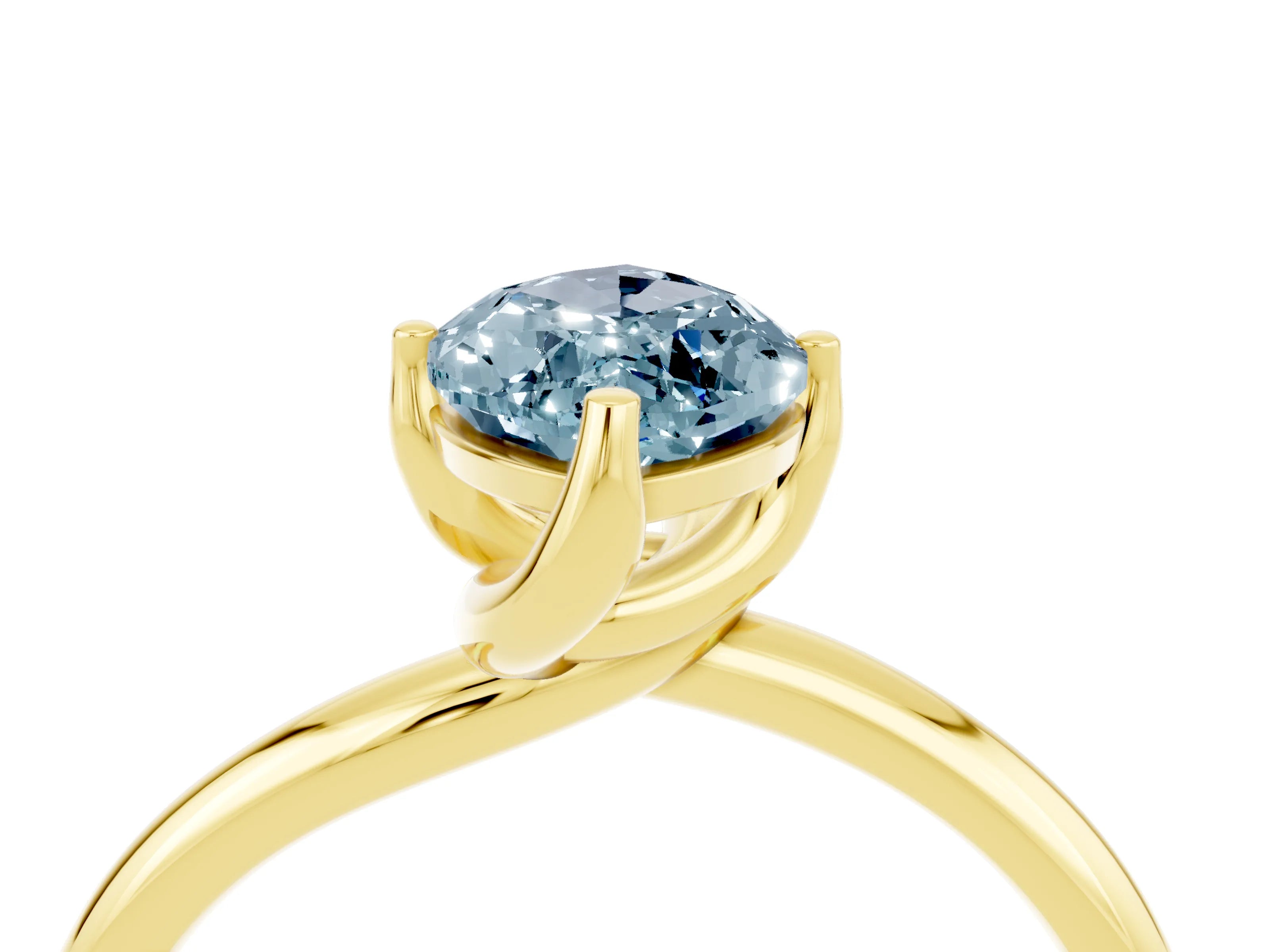 Yellow gold Marquise Cut Aquamarine Solitaire Engagement Ring with Four-Prong Setting and Classic Band_16