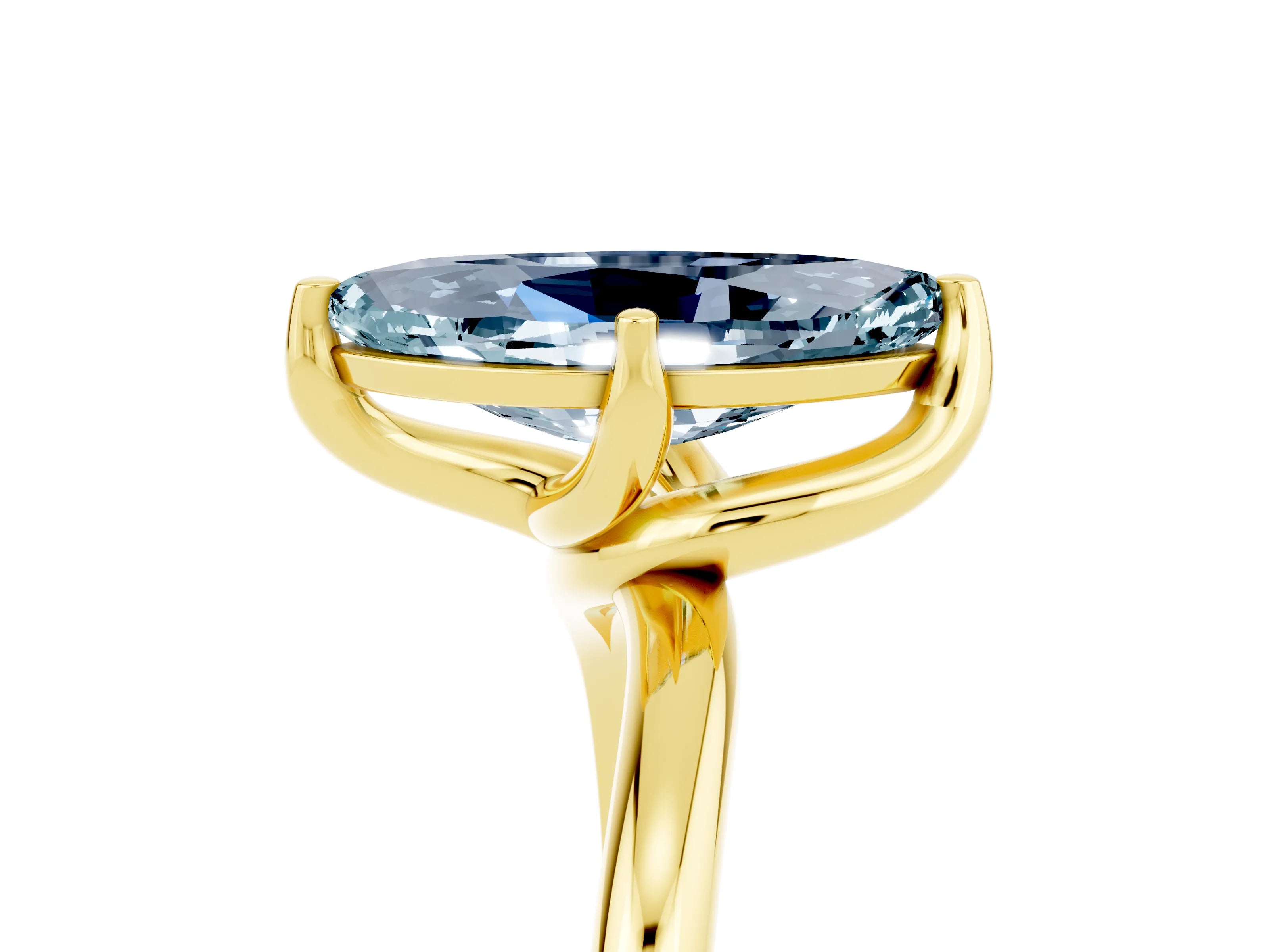 Yellow gold Marquise Cut Aquamarine Solitaire Engagement Ring with Four-Prong Setting and Classic Band_17