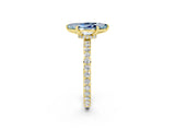 Yellow gold Marquise Cut Aquamarine Solitaire Engagement Ring with Pavé Band and Four-Prong Setting_2