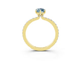 Yellow gold Marquise Cut Aquamarine Solitaire Engagement Ring with Pavé Band and Four-Prong Setting_3