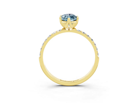 Yellow gold Marquise Cut Aquamarine Solitaire Engagement Ring with Pavé Band and Prong Setting_3