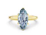 Yellow gold Marquise Cut Aquamarine Solitaire Engagement Ring with Round Band and Four-Prong Setting