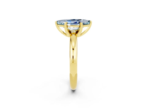 Yellow gold Marquise Cut Aquamarine Solitaire Engagement Ring with Round Band and Four-Prong Setting_2