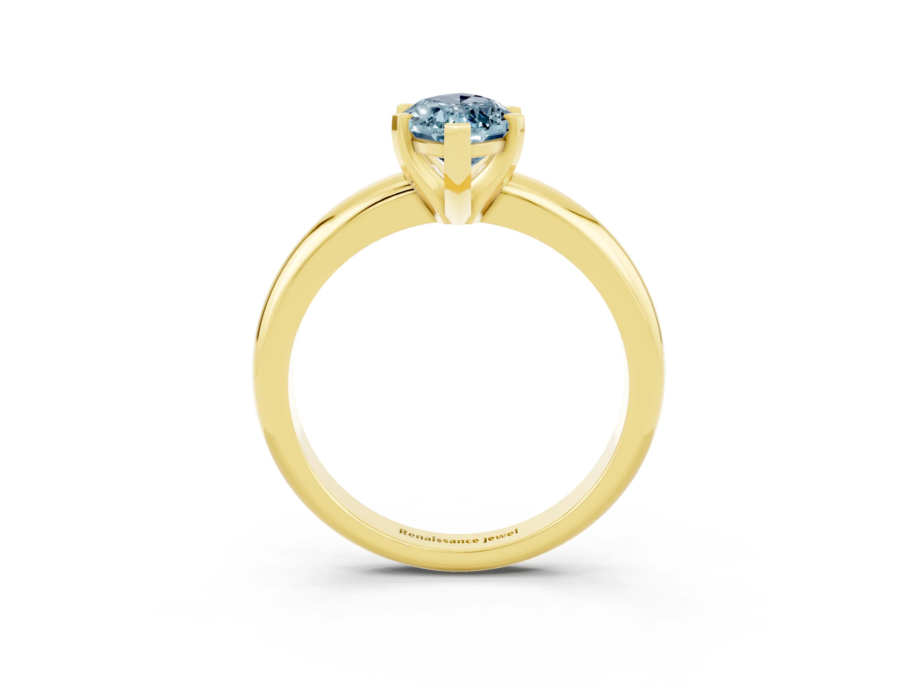 Yellow gold Marquise Cut Aquamarine Solitaire Engagement Ring with Round Band and Four-Prong Setting_3