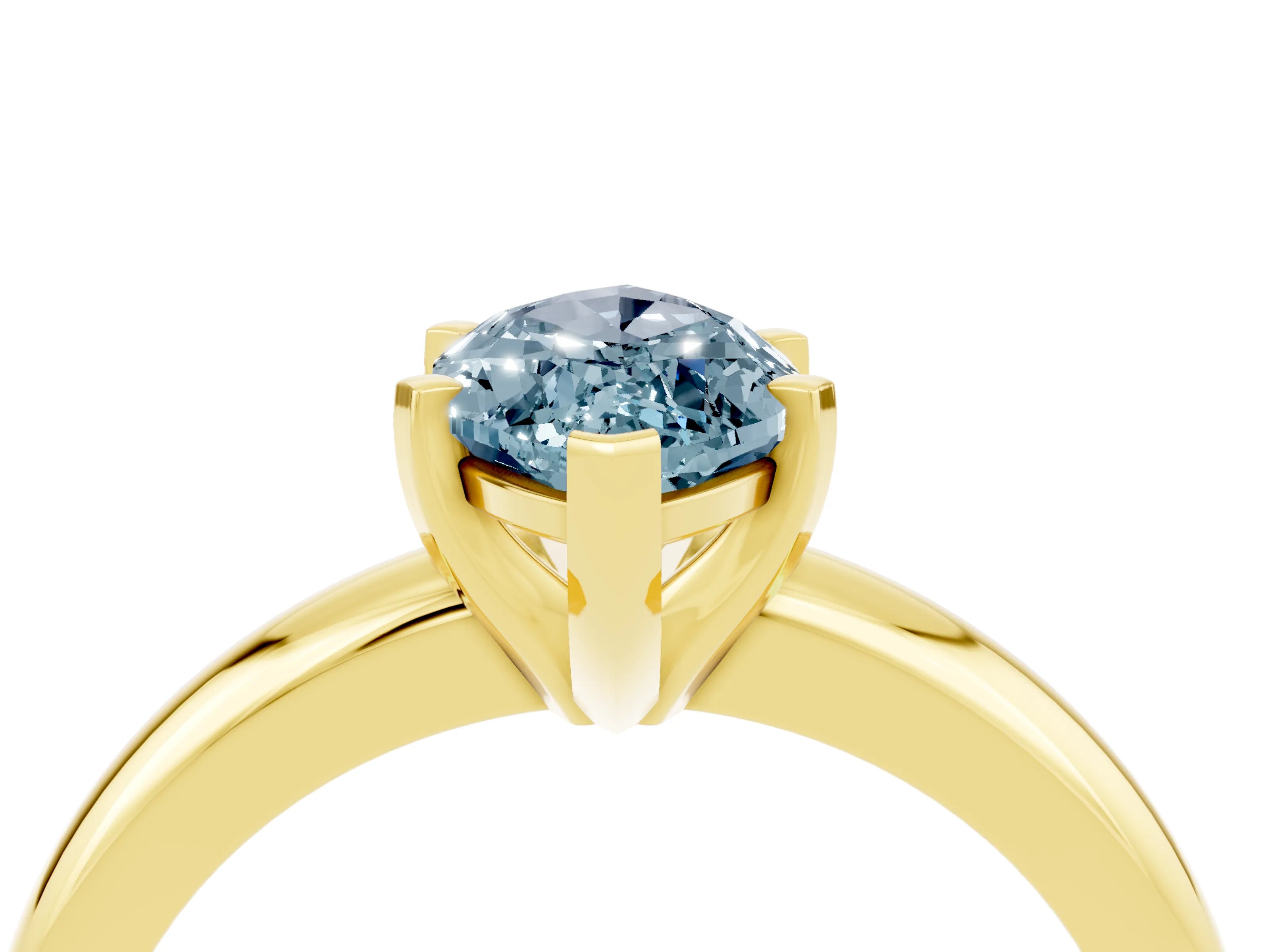 Yellow gold Marquise Cut Aquamarine Solitaire Engagement Ring with Round Band and Four-Prong Setting_4
