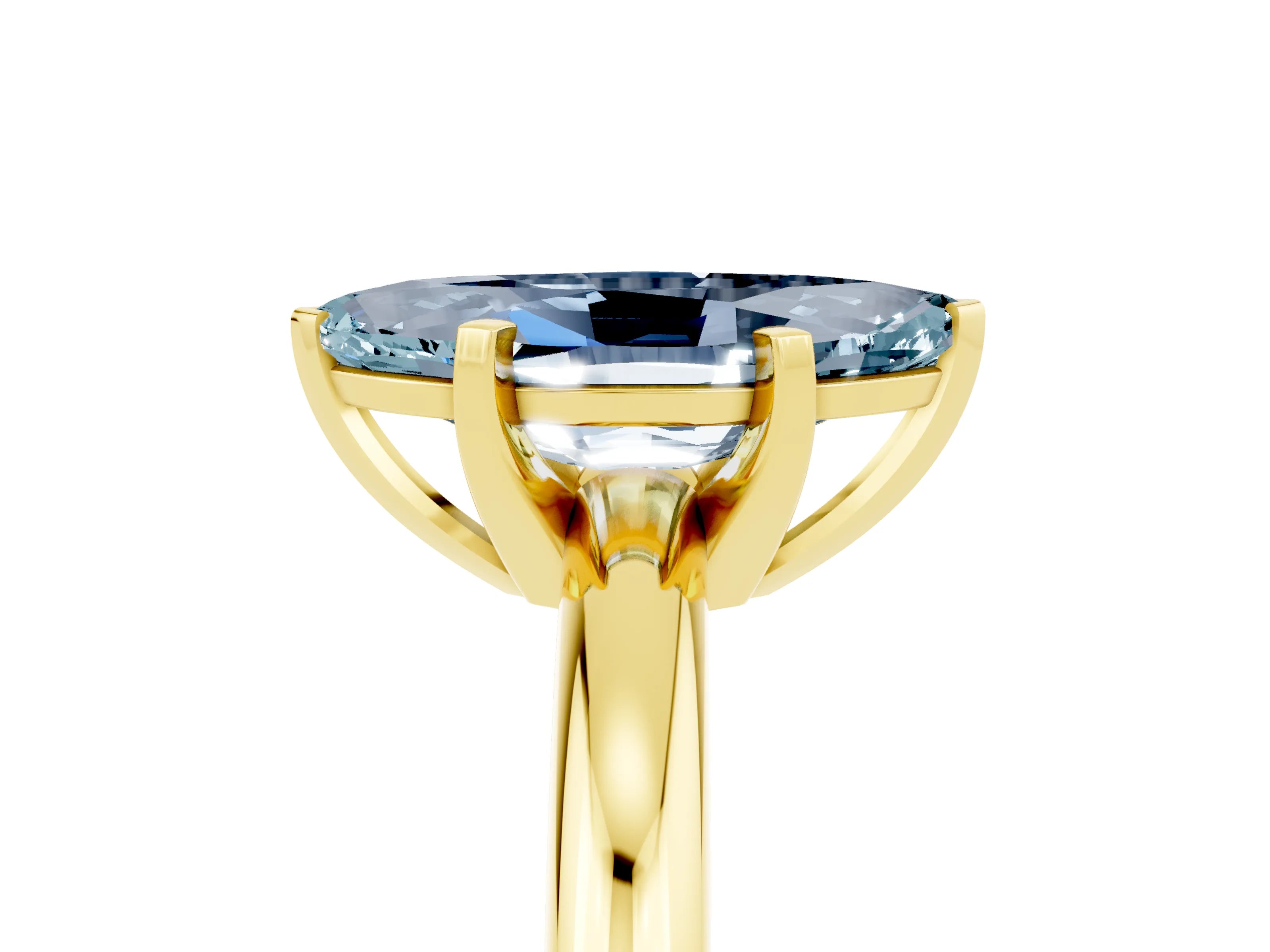 Yellow gold Marquise Cut Aquamarine Solitaire Engagement Ring with Round Band and Four-Prong Setting_5