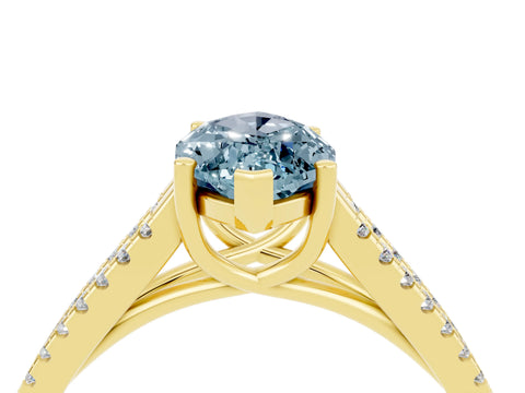 Yellow gold Marquise Cut Aquamarine Solitaire Engagement Ring with Split Shank Pavé Band_4