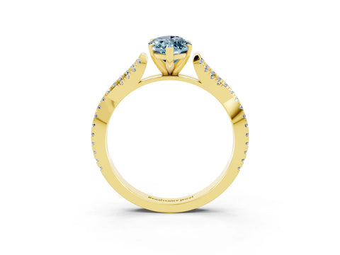 Yellow gold Marquise Cut Aquamarine Solitaire Engagement Ring with Twisted Pavé Band and Four-Prong Setting_3