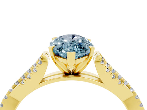 Yellow gold Marquise Cut Aquamarine Solitaire Engagement Ring with Twisted Pavé Band and Four-Prong Setting_4