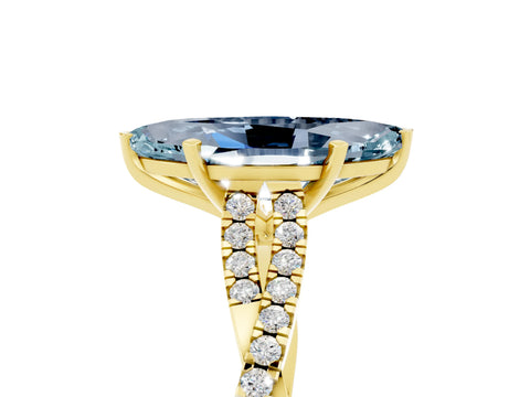 Yellow gold Marquise Cut Aquamarine Solitaire Engagement Ring with Twisted Pavé Band and Four-Prong Setting_5