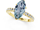 Yellow gold Marquise Cut Aquamarine Solitaire Pavé Band with Four-Prong Setting_1