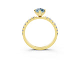 Yellow gold Marquise Cut Aquamarine Solitaire Pavé Band with Four-Prong Setting_3