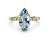 Yellow gold Marquise Cut Aquamarine Solitaire Pavé Engagement Ring with Round Band and Prong Setting_12