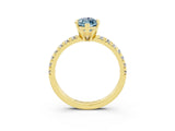 Yellow gold Marquise Cut Aquamarine Solitaire Pavé Engagement Ring with Round Band and Prong Setting_15