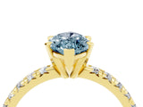 Yellow gold Marquise Cut Aquamarine Solitaire Pavé Engagement Ring with Round Band and Prong Setting_16