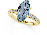 Yellow gold Marquise Cut Aquamarine Solitaire Pavé Engagement Ring with Round Band and Prong Setting_74