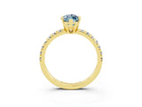 Yellow gold Marquise Cut Aquamarine Solitaire Pavé Engagement Ring with Round Band and Prong Setting_76