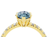 Yellow gold Marquise Cut Aquamarine Solitaire Pavé Engagement Ring with Round Band and Prong Setting_77