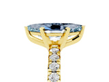 Yellow gold Marquise Cut Aquamarine Solitaire Pavé Engagement Ring with Round Band and Prong Setting_78