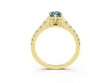 Yellow gold Marquise Cut Aquamarine Solitaire Ring with Cathedral Setting and Pavé Band_3