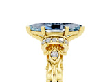 Yellow gold Marquise Cut Aquamarine Solitaire Ring with Filigree Band and Four-Prong Setting_29