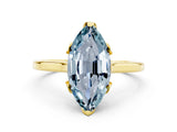 Yellow gold Marquise Cut Aquamarine Solitaire Ring with Flower Prong Setting and Classic Band_12