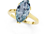 Yellow gold Marquise Cut Aquamarine Solitaire Ring with Flower Prong Setting and Classic Band_13