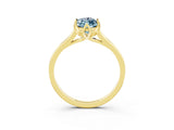 Yellow gold Marquise Cut Aquamarine Solitaire Ring with Flower Prong Setting and Classic Band_15