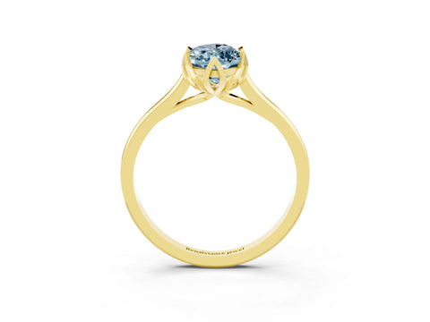 Yellow gold Marquise Cut Aquamarine Solitaire Ring with Flower Prong Setting and Classic Band_15