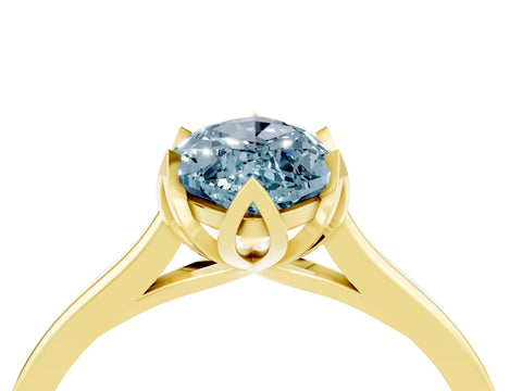 Yellow gold Marquise Cut Aquamarine Solitaire Ring with Flower Prong Setting and Classic Band_16