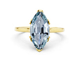 Yellow gold Marquise Cut Aquamarine Solitaire Ring with Flower Prong Setting and Classic Band_36