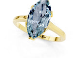 Yellow gold Marquise Cut Aquamarine Solitaire Ring with Flower Prong Setting and Classic Band_37