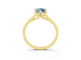 Yellow gold Marquise Cut Aquamarine Solitaire Ring with Flower Prong Setting and Classic Band_39