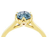 Yellow gold Marquise Cut Aquamarine Solitaire Ring with Flower Prong Setting and Classic Band_40