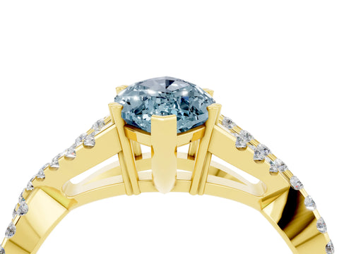 Yellow gold Marquise Cut Aquamarine Solitaire Ring with Four-Prong Setting and Twisted Pavé Band_4