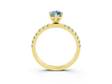 Yellow gold Marquise Cut Aquamarine Solitaire Ring with Pavé Accents and Four-Prong Setting_3