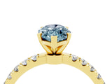 Yellow gold Marquise Cut Aquamarine Solitaire Ring with Pavé Accents and Four-Prong Setting_4