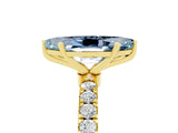 Yellow gold Marquise Cut Aquamarine Solitaire Ring with Pavé Accents and Four-Prong Setting_5